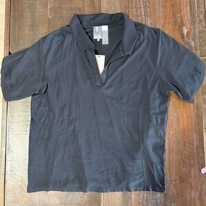 CALIA Women’s Seamless Polo Short Sleeve Shirt XXL Black UPF 50+ NWT